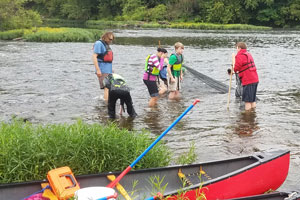 LMS students in the James River collecting samples