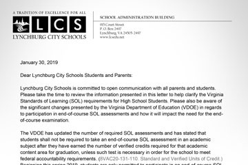 Closeup of LCS letter to parents