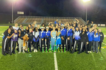 Marching band on field after competition