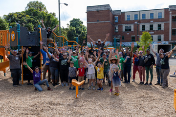 Volunteers on new school playground