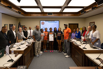 HHS girls track and field team recognized at School Board Meeting