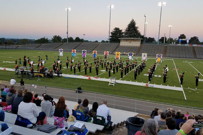 Marching band performing competition piece