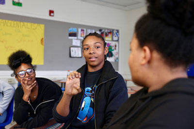 Students practicing sign language in ASL Club