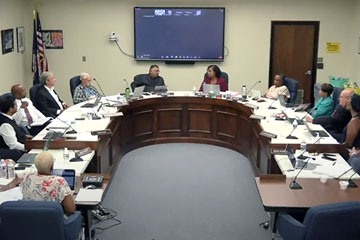 School board members in the Board Room